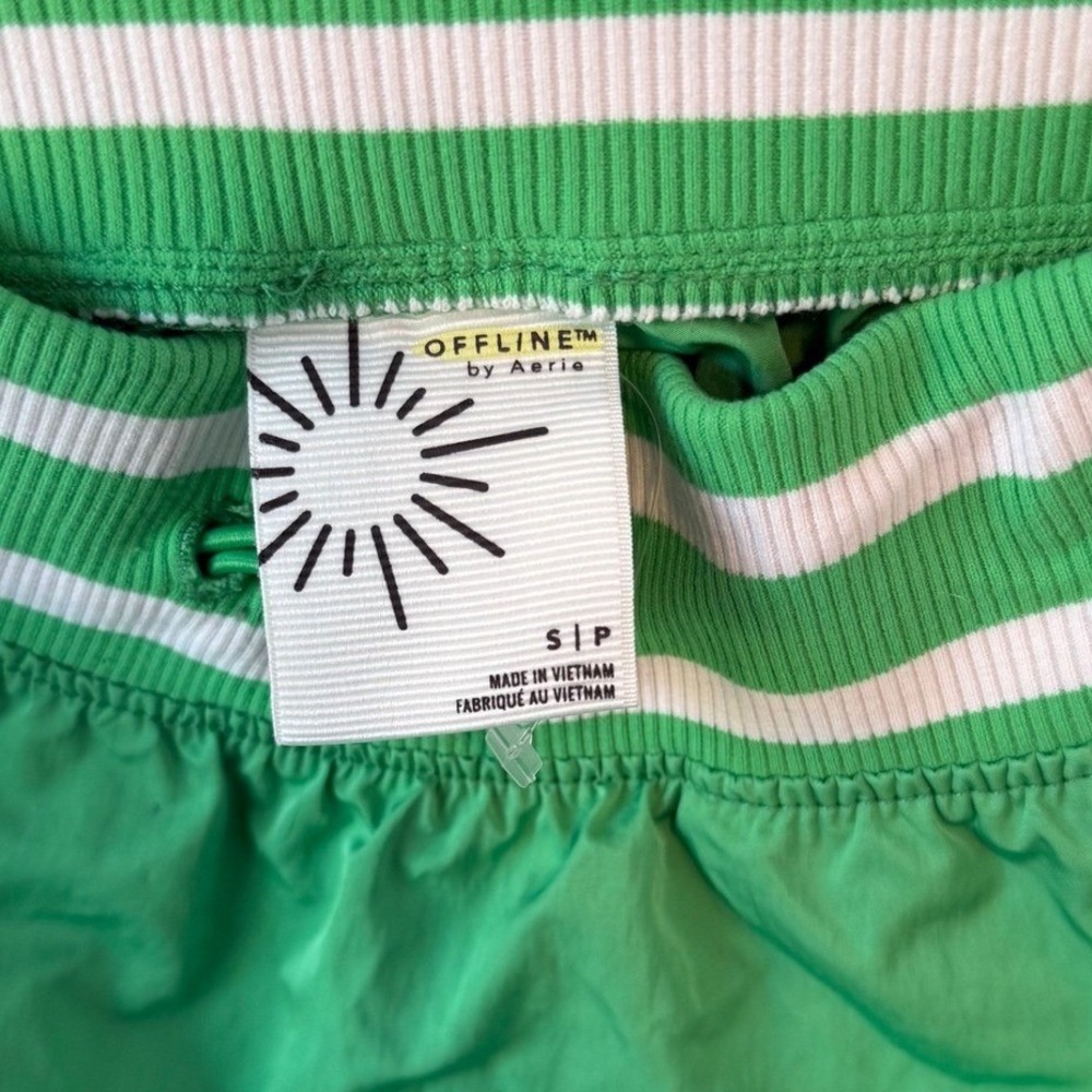 OFFLINE by Aerie Women's Green Athletic Mini Skirt White Stripe Drawstring Sz S - Picture 8 of 8
